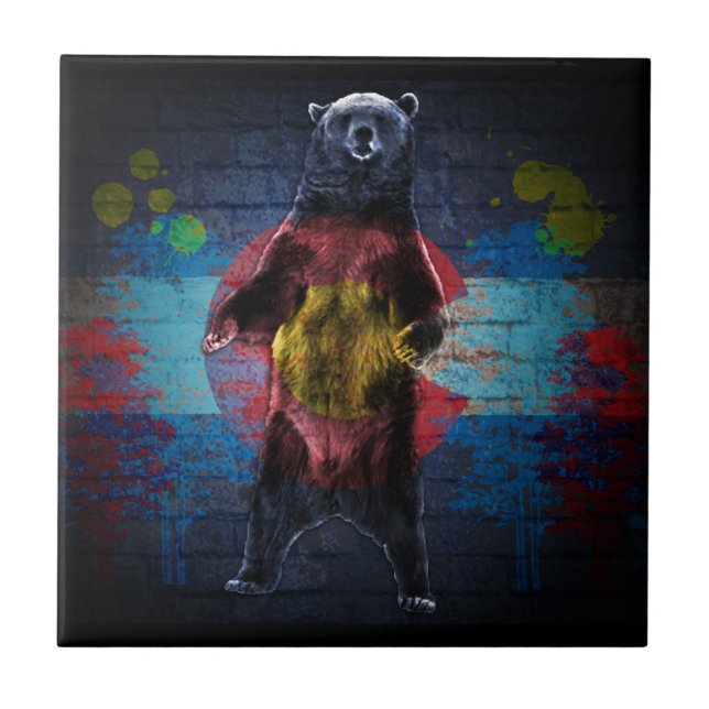 Graffiti Colorado flag grunge ceramic wall tile (Front)