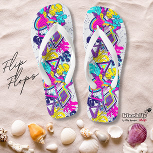 Graffiti colourful pattern   active sport beach thongs