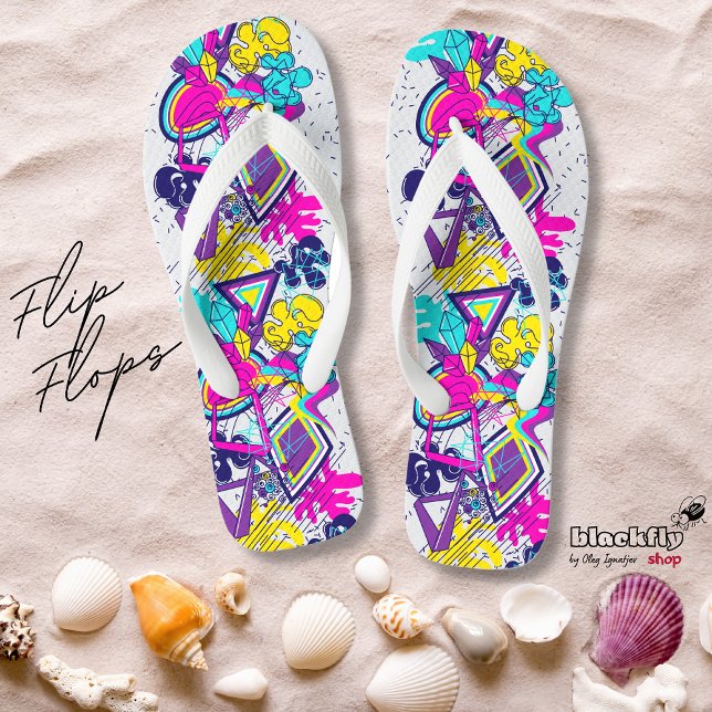 Graffiti colourful pattern | active sport beach thongs (Creator Uploaded)