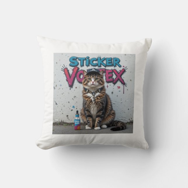 Graffiti Cool Cat Urban Street Style Cat Art Cushion (Front)
