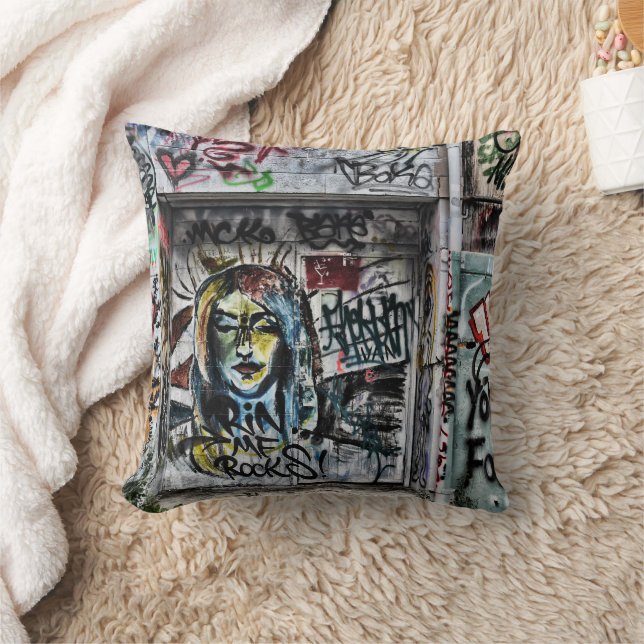 Graffiti Cool Modern Urban Street Art Cushion (Blanket)