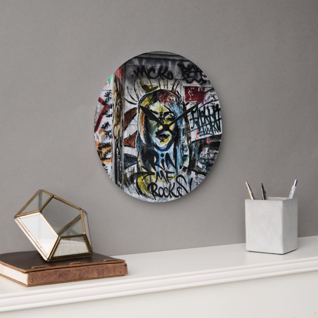 Graffiti Cool Modern Urban Street Art Large Clock (Office)