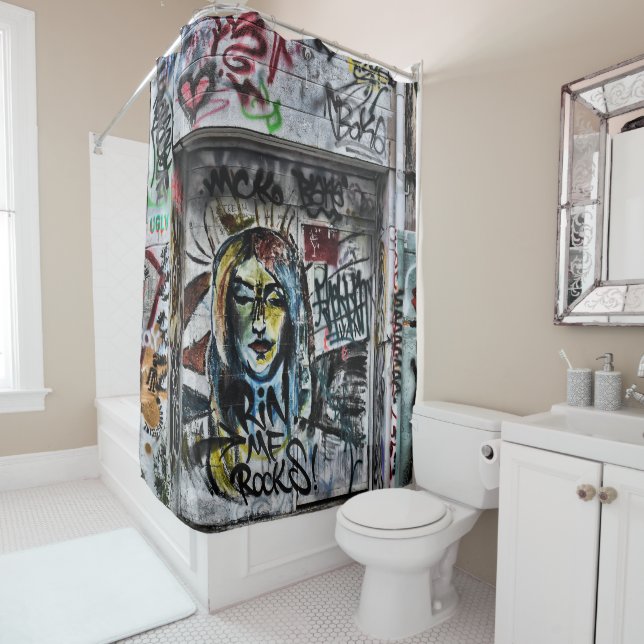 Graffiti Cool Modern Urban Street Art Shower Curtain (In Situ)