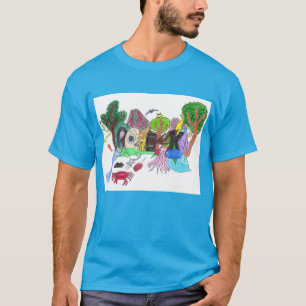 Graffiti Design #1 ROCK in Colour on Light Blue T-Shirt