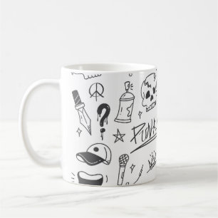 Graffiti Doodles: Punk Music Scribble Coffee Mug