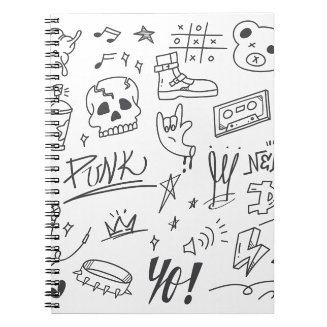 Graffiti Doodles: Punk Music Scribble Notebook (Front)