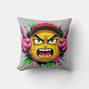 "Graffiti Emoji Rage – Angry Face with Cap and Mid Cushion