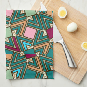 Graffiti Explosion Modern Geometric Pattern  Tea Towel