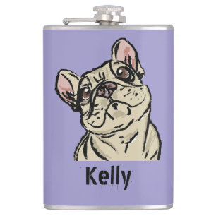 Graffiti French bulldog Hip Flask