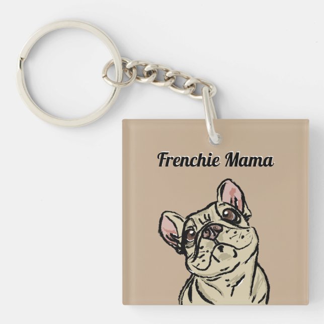 Graffiti French bulldog Key Ring (Front)