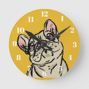 Graffiti French bulldog Round Clock