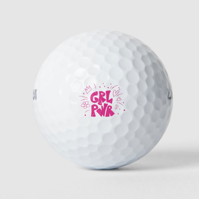Graffiti Girl Power Doodle Girly Doodle Power Girl Golf Balls (Front)