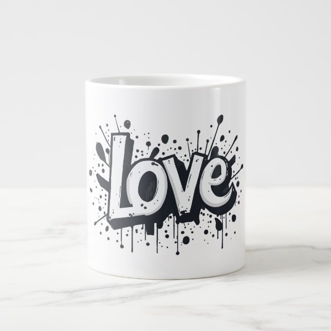 Graffiti Graffiti Monochrome Love Tag Large Coffee Mug (Front)