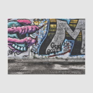 Graffiti Grey Pink Urban Street Brick Wall Art Tissue Paper