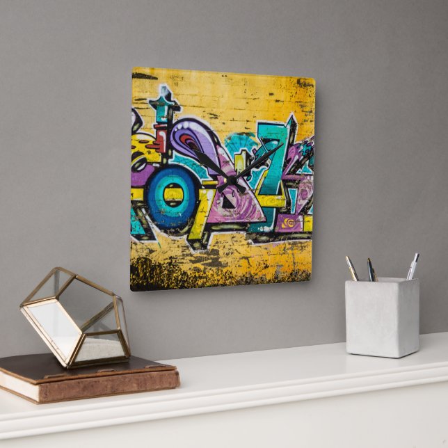 Graffiti, Grundarfjordur, Iceland Square Wall Clock (Office)