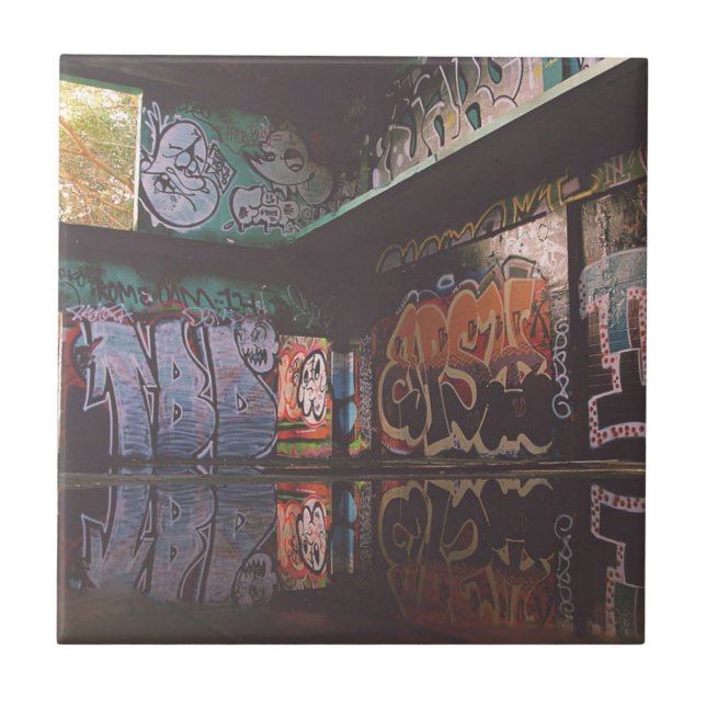 Graffiti Grunge Design Ceramic Tile (Front)