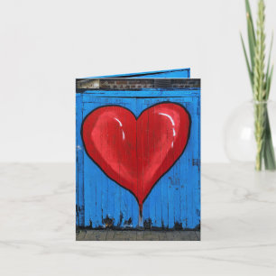Graffiti Heart, blue wall, Valentine, Best Love Card