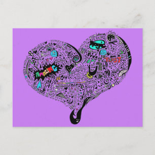 Graffiti Heart postcard purple