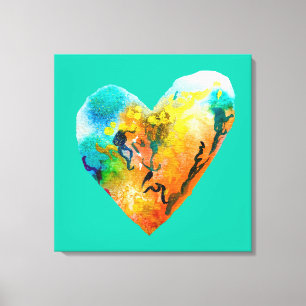 Graffiti heart watercolor art canvas print
