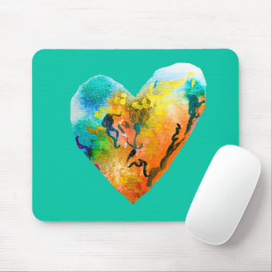 Graffiti heart watercolor art mouse pad