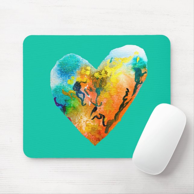 Graffiti heart watercolor art mouse pad (With Mouse)