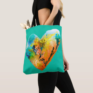 Graffiti heart watercolor street art tote bag