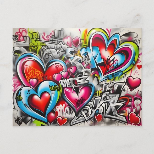 Graffiti Hearts # 3 Postcard (Front)