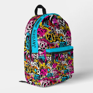 Graffiti hip hop pattern printed backpack