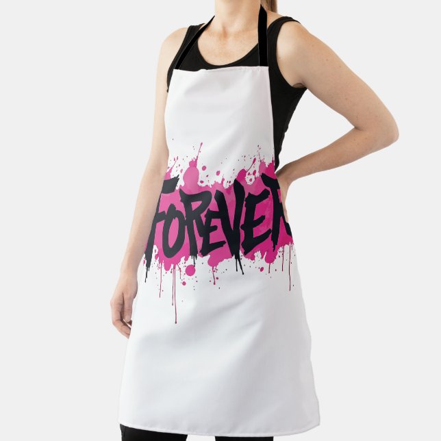 Graffiti Hot Pink "FOREVER" Apron (Insitu)
