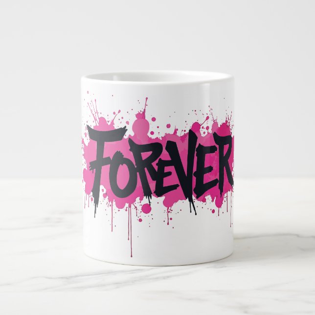 Graffiti Hot Pink "FOREVER" Large Coffee Mug (Front)