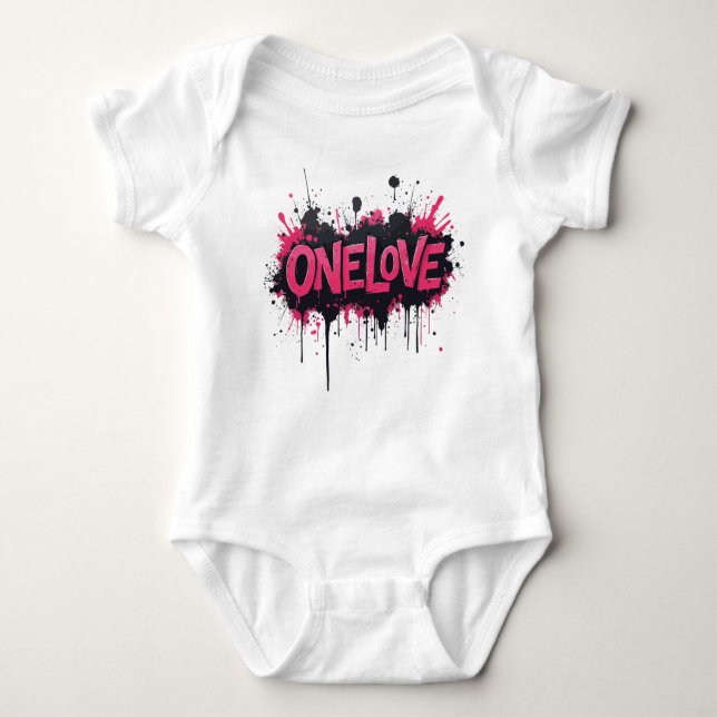 Graffiti Hot Pink "ONELOVE" Baby Bodysuit (Front)