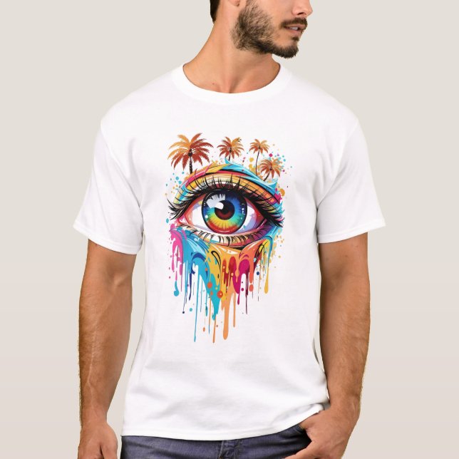 Graffiti illustration of colourful eye T-Shirt (Front)