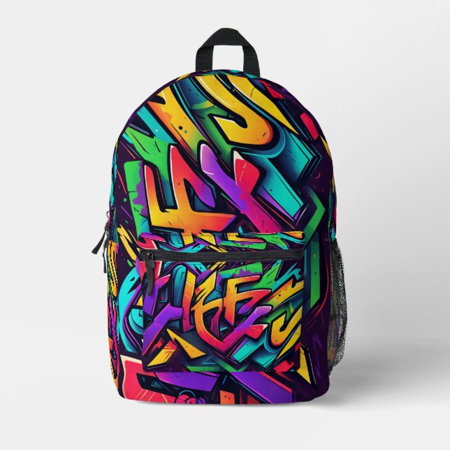 graffiti illustration printed backpack (Front)