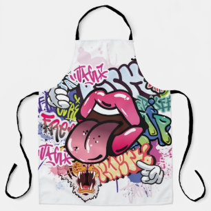 Graffiti illustration with street graffiti letters apron