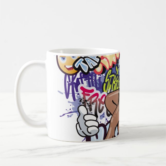 Graffiti illustration with street graffiti letters coffee mug (Left)