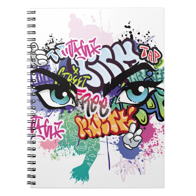 Graffiti illustration with street graffiti letters notebook (Front)