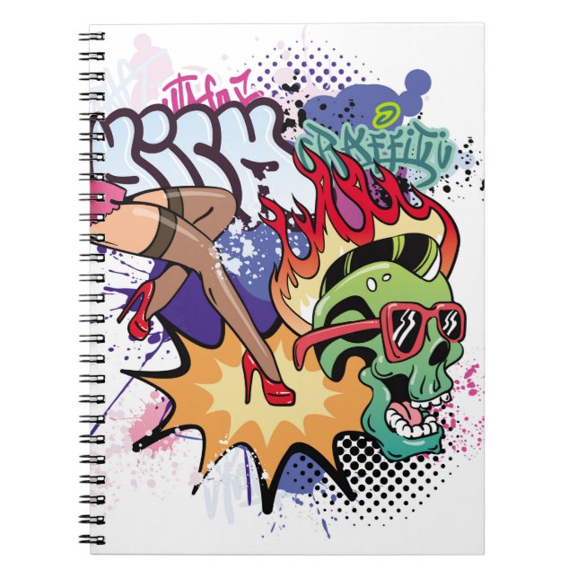 Graffiti illustration with street graffiti letters notebook (Front)