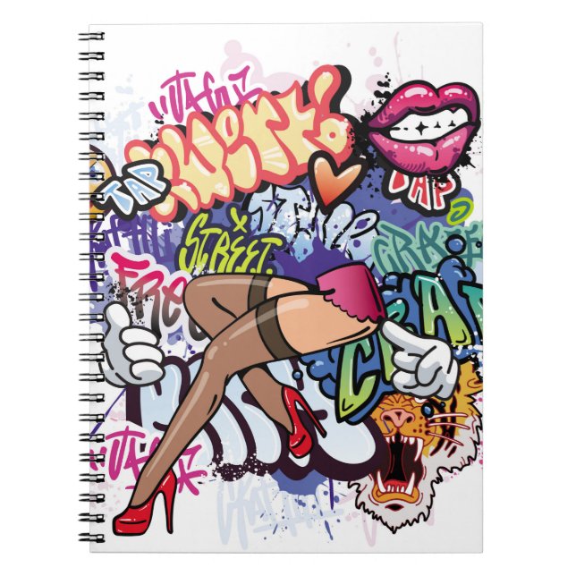 Graffiti illustration with street graffiti letters notebook (Front)