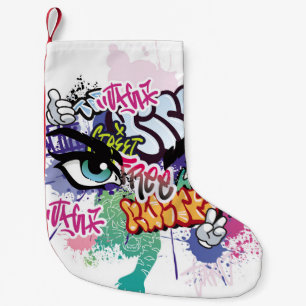 Graffiti illustration with street graffiti letters small christmas stocking