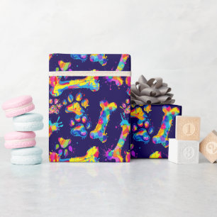 Graffiti imprint of a bone and a dog's foot wrapping paper