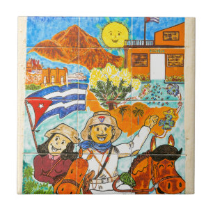 Graffiti in Havana, Cuba Ceramic Tile