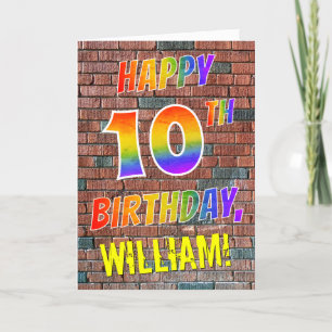 Graffiti Inspired Rainbow Look HAPPY 10TH BIRTHDAY Card