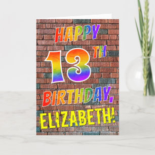 Graffiti Inspired Rainbow Look HAPPY 13TH BIRTHDAY Card