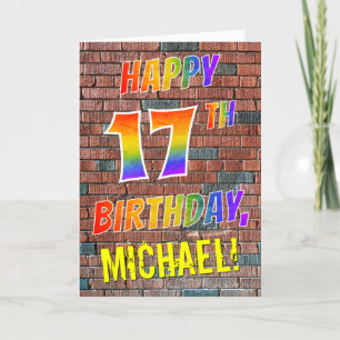 Graffiti Inspired Rainbow Look HAPPY 17TH BIRTHDAY Card