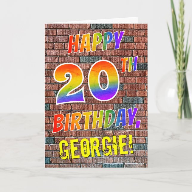 Graffiti Inspired Rainbow Look HAPPY 20TH BIRTHDAY Card (Front)