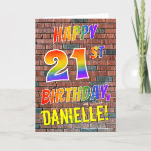 Graffiti Inspired Rainbow Look HAPPY 21ST BIRTHDAY Card
