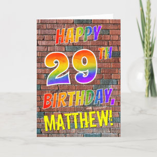 Graffiti Inspired Rainbow Look HAPPY 29TH BIRTHDAY Card