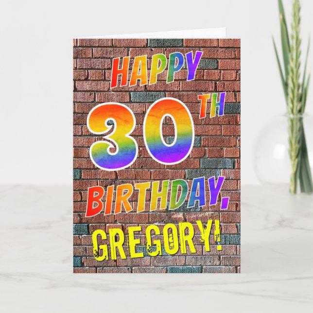 Graffiti Inspired Rainbow Look HAPPY 30TH BIRTHDAY Card (Front)