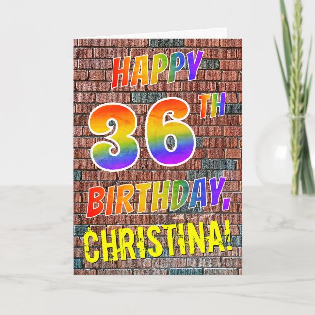 Graffiti Inspired Rainbow Look HAPPY 36TH BIRTHDAY Card (Front)