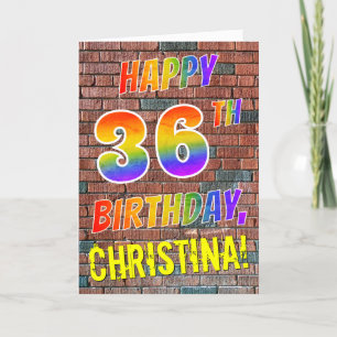 Graffiti Inspired Rainbow Look HAPPY 36TH BIRTHDAY Card